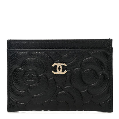 Chanel Caviar Camellia Embossed Card Holder Black 1 of 9