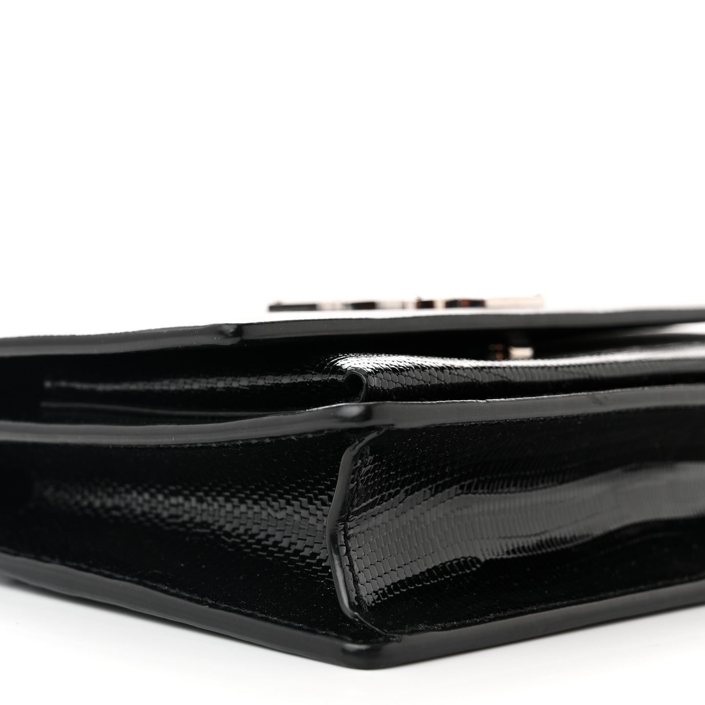 Calfskin Lizard Embossed Monogram Sunset Chain Wallet Black