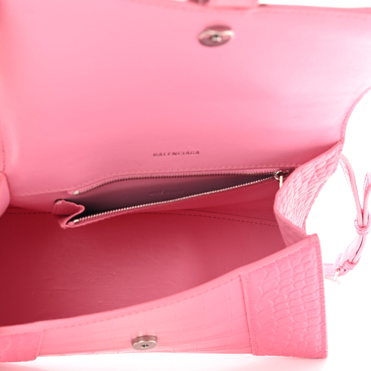 Balenciaga Calfskin Crocodile Embossed Degrade Small Hourglass Top Handle Bag Sweet Pink 5 of 12