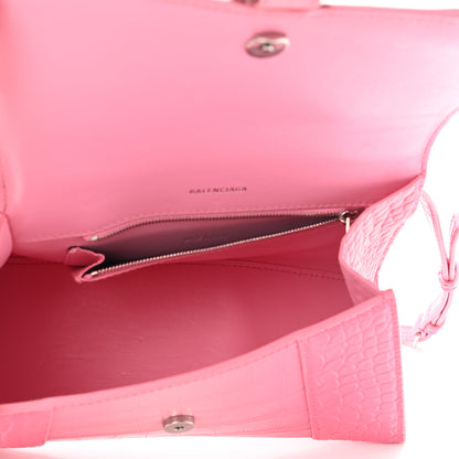 Balenciaga Calfskin Crocodile Embossed Degrade Small Hourglass Top Handle Bag Sweet Pink 5 of 12