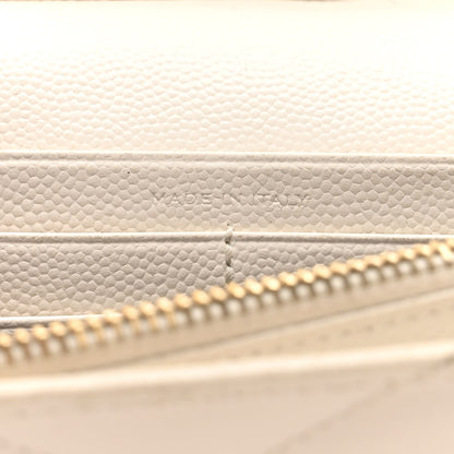 Saint Laurent Grain De Poudre Matelasse Chevron Monogram Chain Wallet White 7 of 18