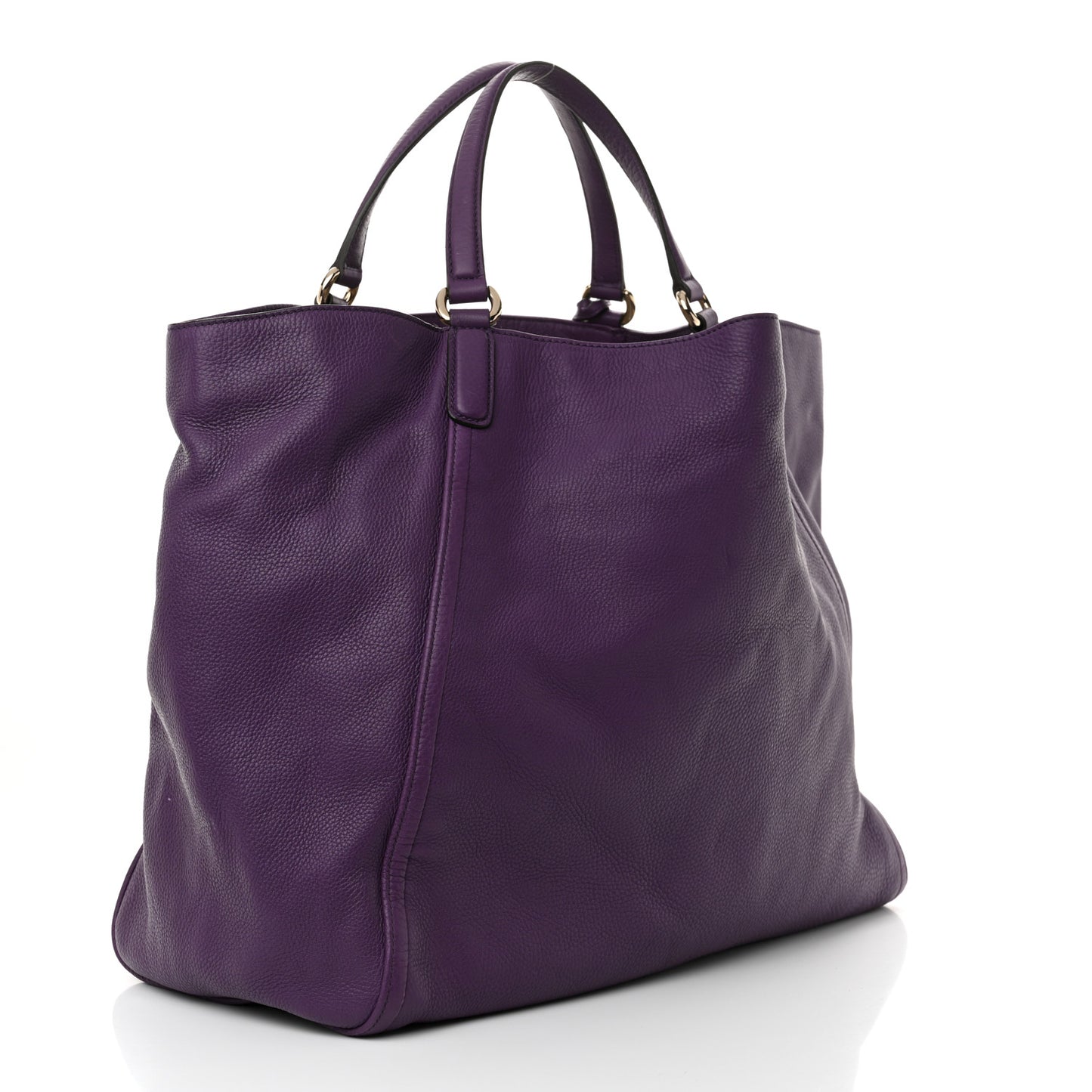 Pebbled Calfskin Large Soho Shoulder Bag Shine Purple