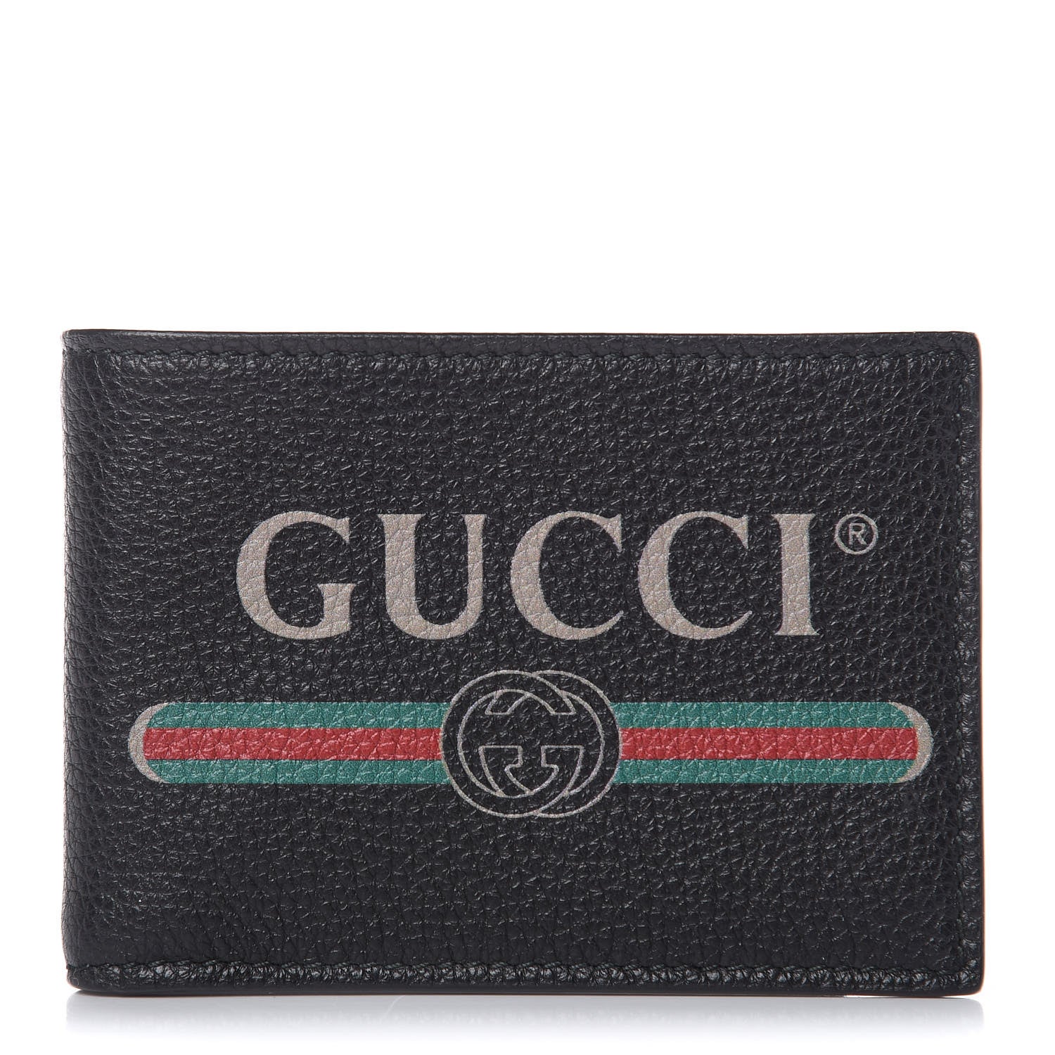 Gucci Cripto Calfskin Logo Bi-Fold Short Wallet Black Grege 1 of 7