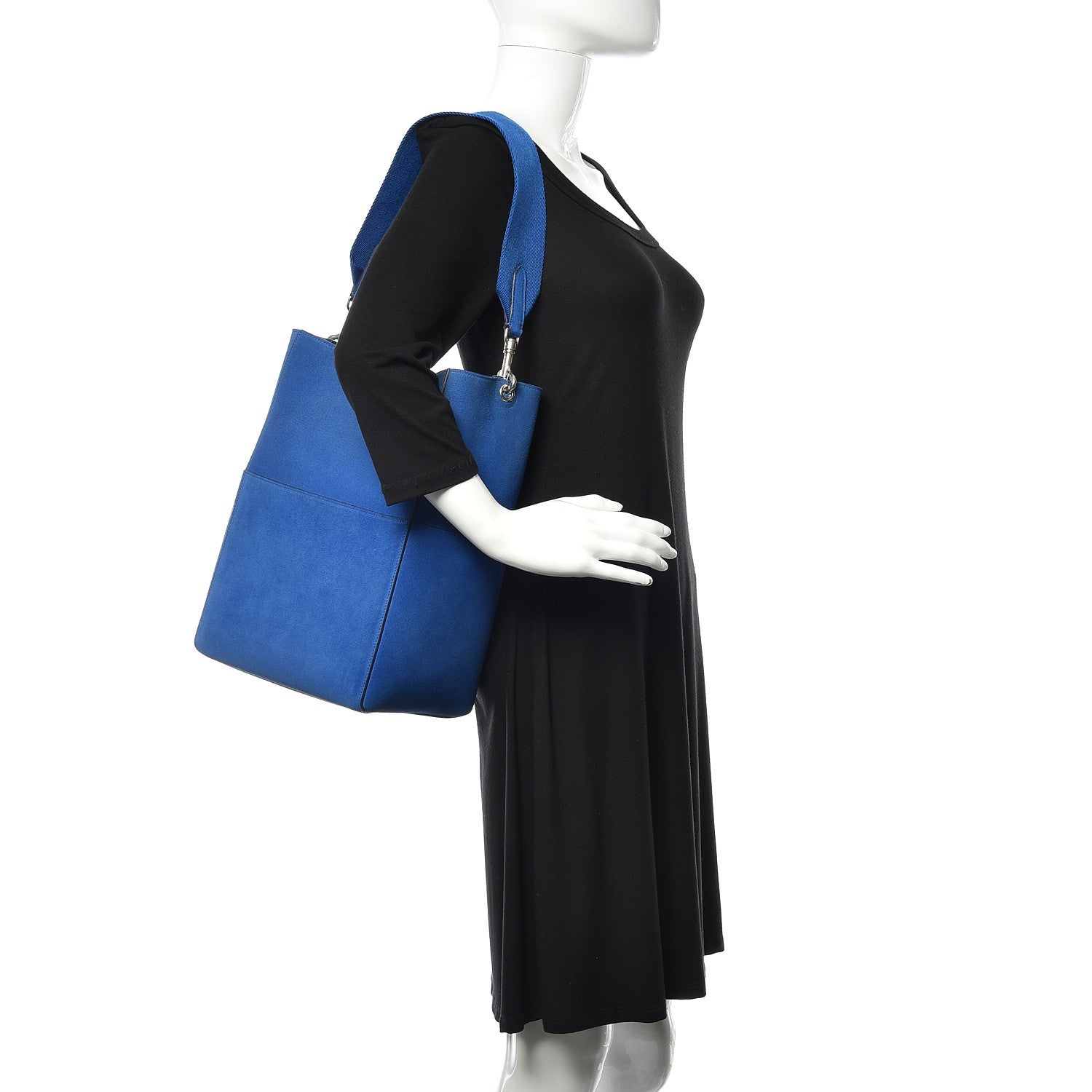 Celine Suede Sangle Bucket Bag Electric Blue 2 of 11