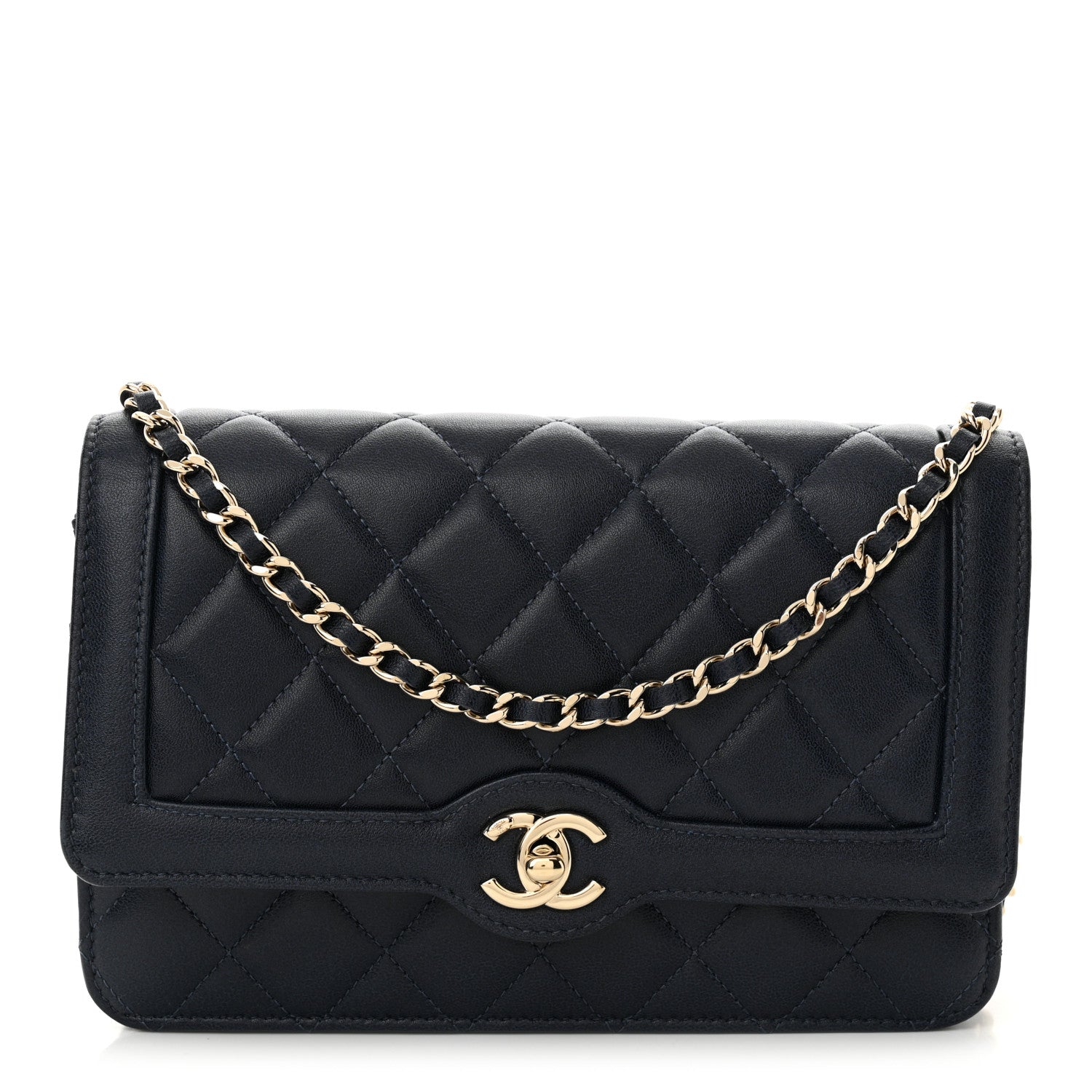 Chanel Lambskin Quilted CC Wallet On Chain WOC Dark Blue 1 of 11