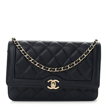 Chanel Lambskin Quilted CC Wallet On Chain WOC Dark Blue 1 of 11