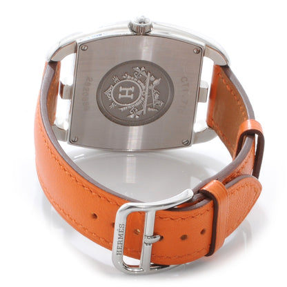 Hermes Stainless Steel Swift 33mm Cape Cod Tonneau Quartz Watch Orange 6 of 6