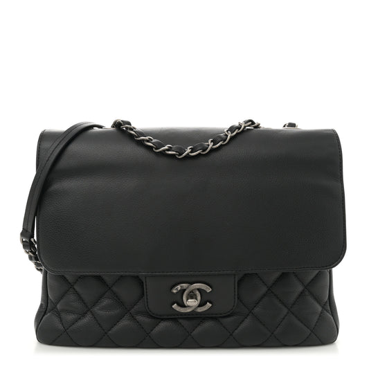 Caviar Quilted All About Flap Bag Black