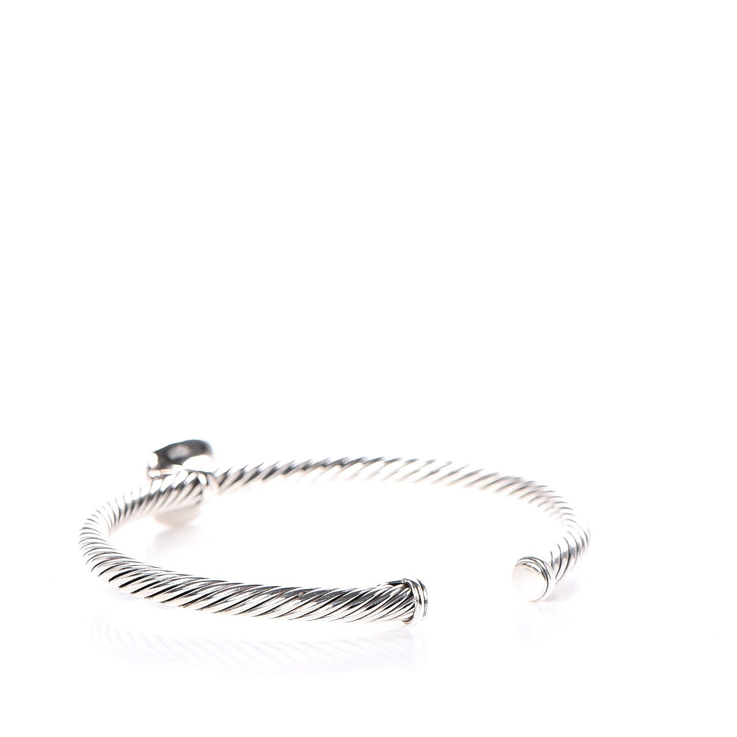 David Yurman Sterling Silver Diamond Amethyst 4mm Noblesse Cable Bracelet 3 of 4