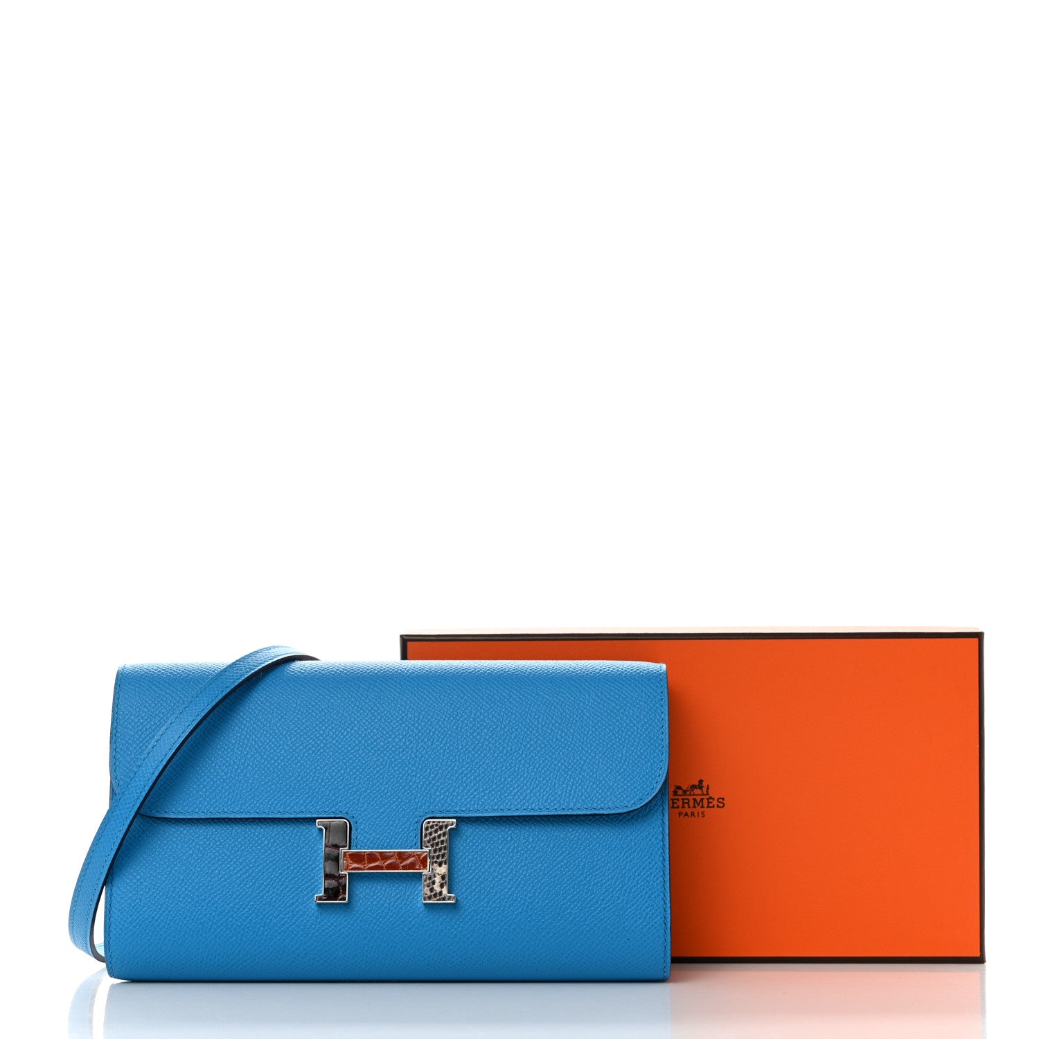 Hermes Epsom Alligator Lizard Constance Wallet To Go Bleu Frida Etrusque Ombre 10 of 10