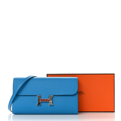Hermes Epsom Alligator Lizard Constance Wallet To Go Bleu Frida Etrusque Ombre 10 of 10
