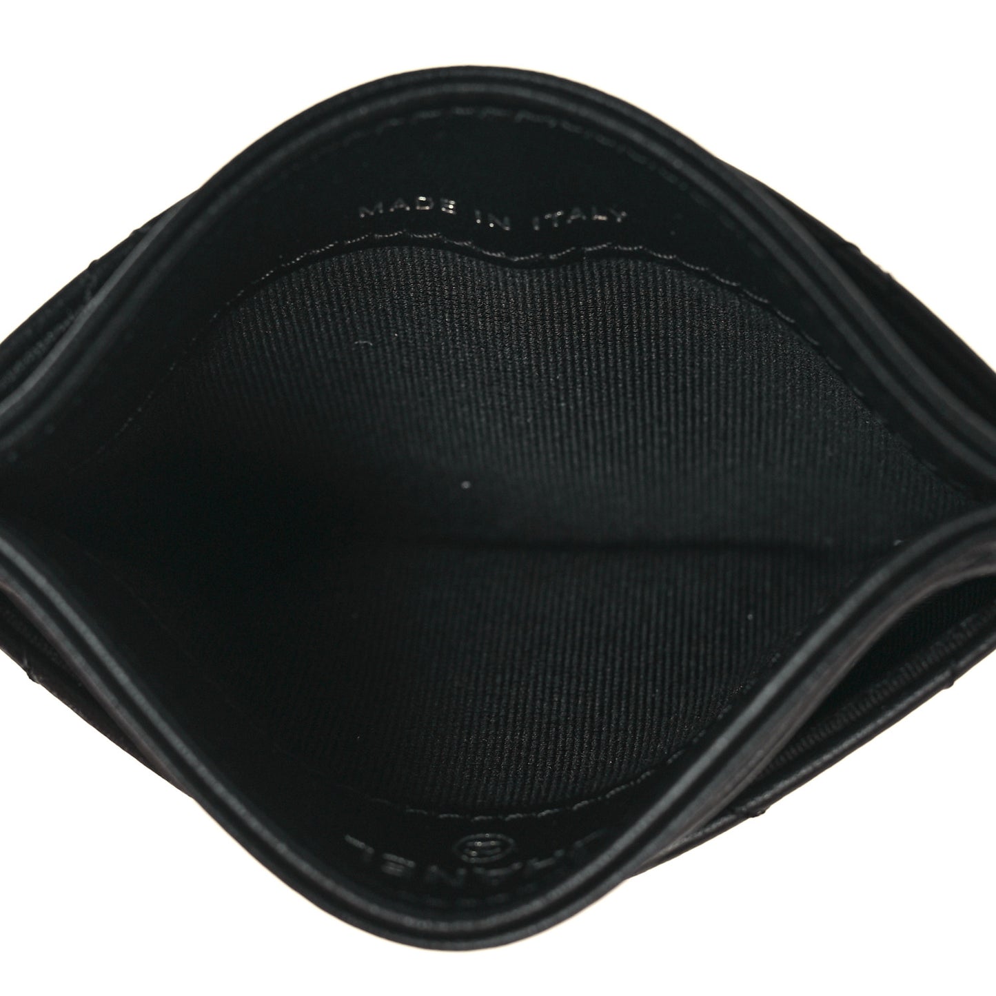 Lambskin Glitter Quilted Card Holder Black