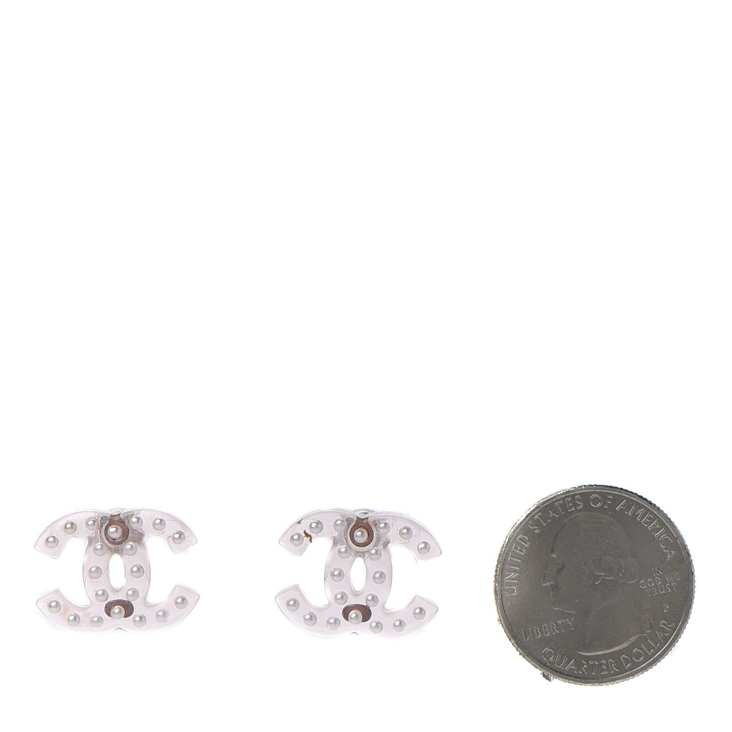 Chanel Crystal Resin CC Earrings Pink 2 of 5