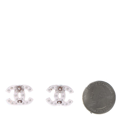 Chanel Crystal Resin CC Earrings Pink 2 of 5