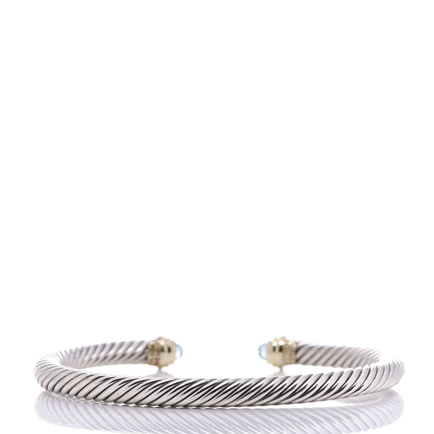 David Yurman Sterling Silver 14K Yellow Gold Blue Topaz 5mm Cable Classics Petite Color Bracelet 3 of 5