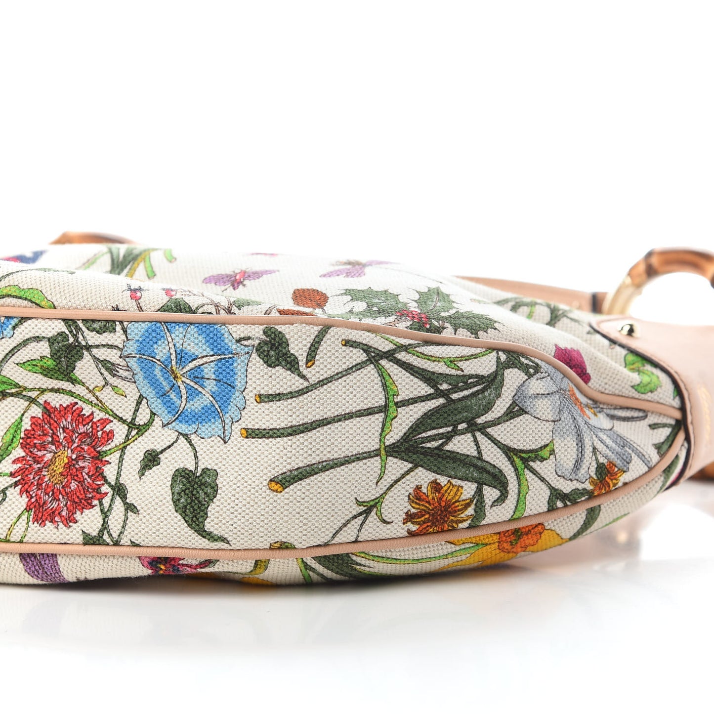 Canvas Floral Flora Bamboo Ring Hobo White
