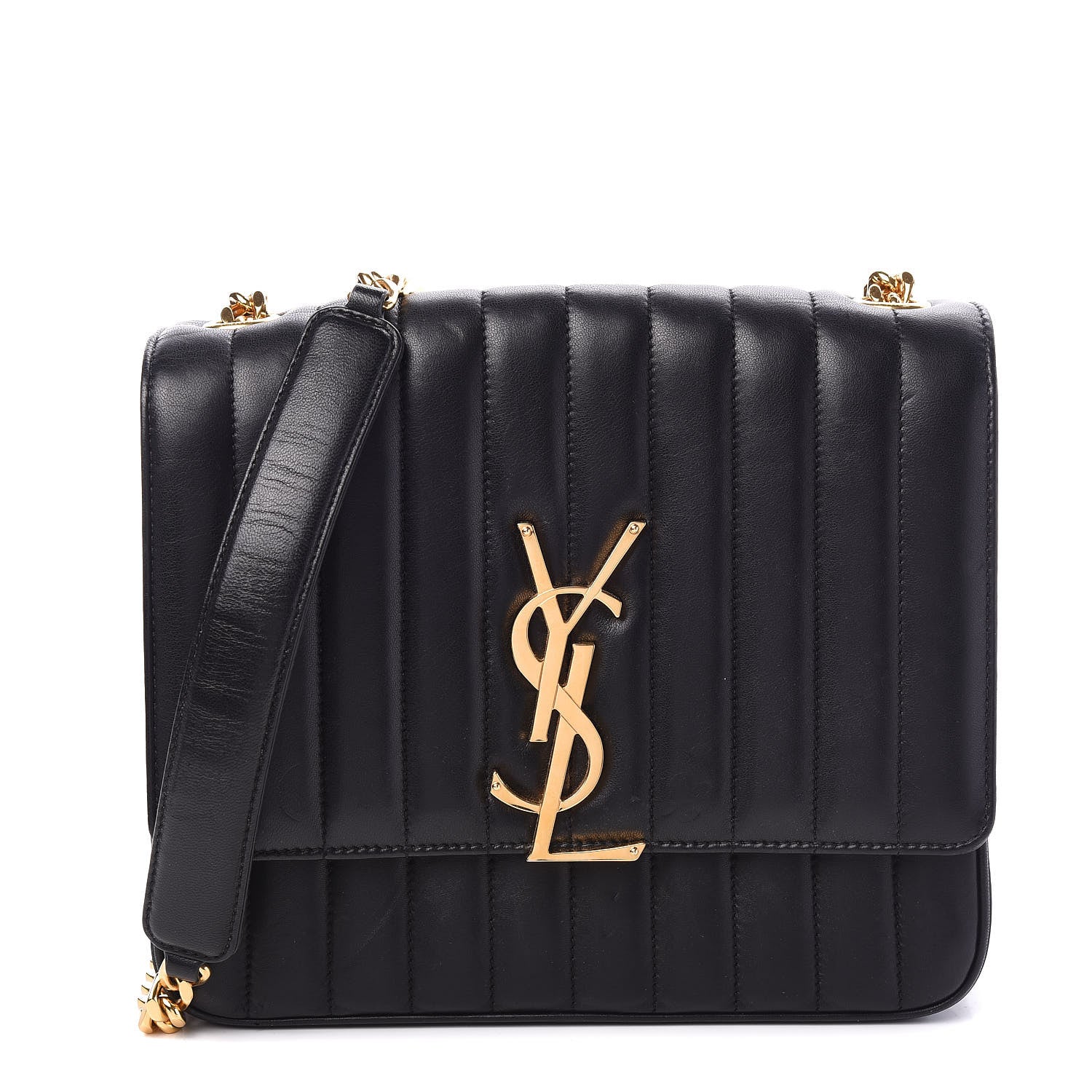 Saint Laurent Lambskin Matelasse Monogram Large Vicky Chain Bag Black 1 of 11