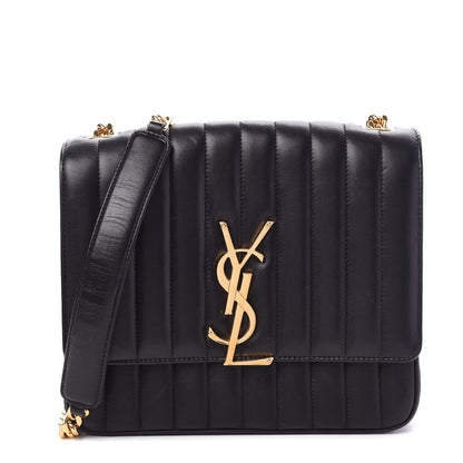 Saint Laurent Lambskin Matelasse Monogram Large Vicky Chain Bag Black 1 of 11