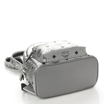 MCM Visetos Small Side Stud Stark Backpack Silver 4 of 10