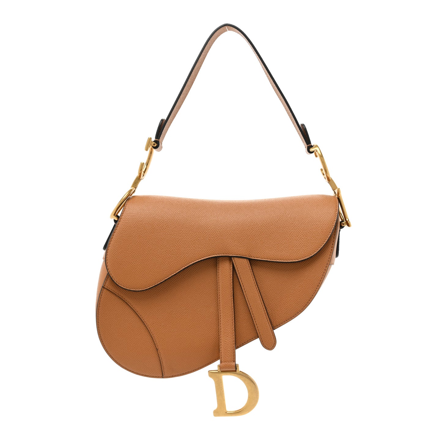 Grained Calfskin Saddle Bag Camello