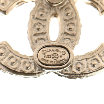 Chanel Pearl Crystal CC Earrings Light Gold 4 of 4