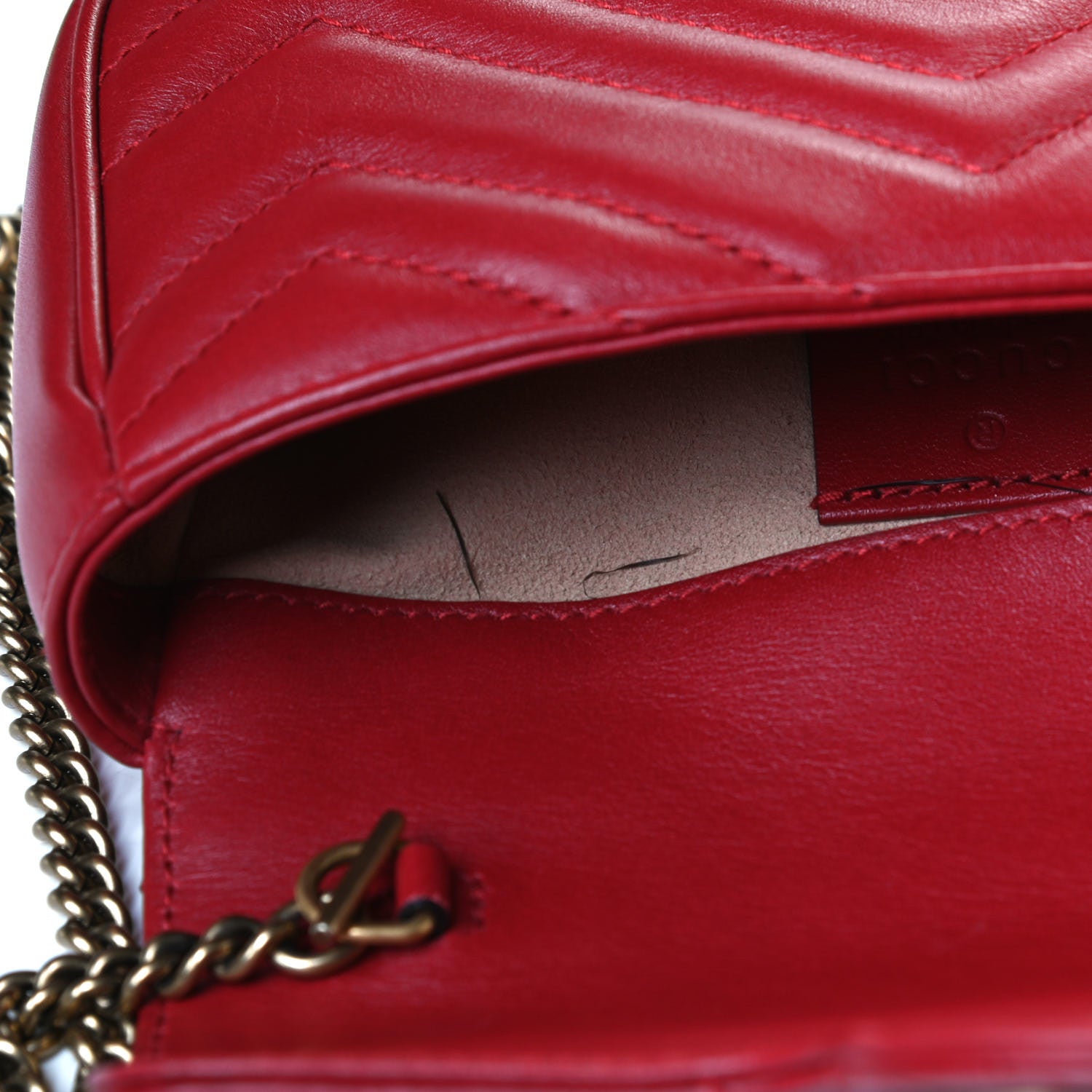 Gucci Calfskin Matelasse Super Mini GG Marmont Shoulder Bag Hibiscus Red 8 of 8