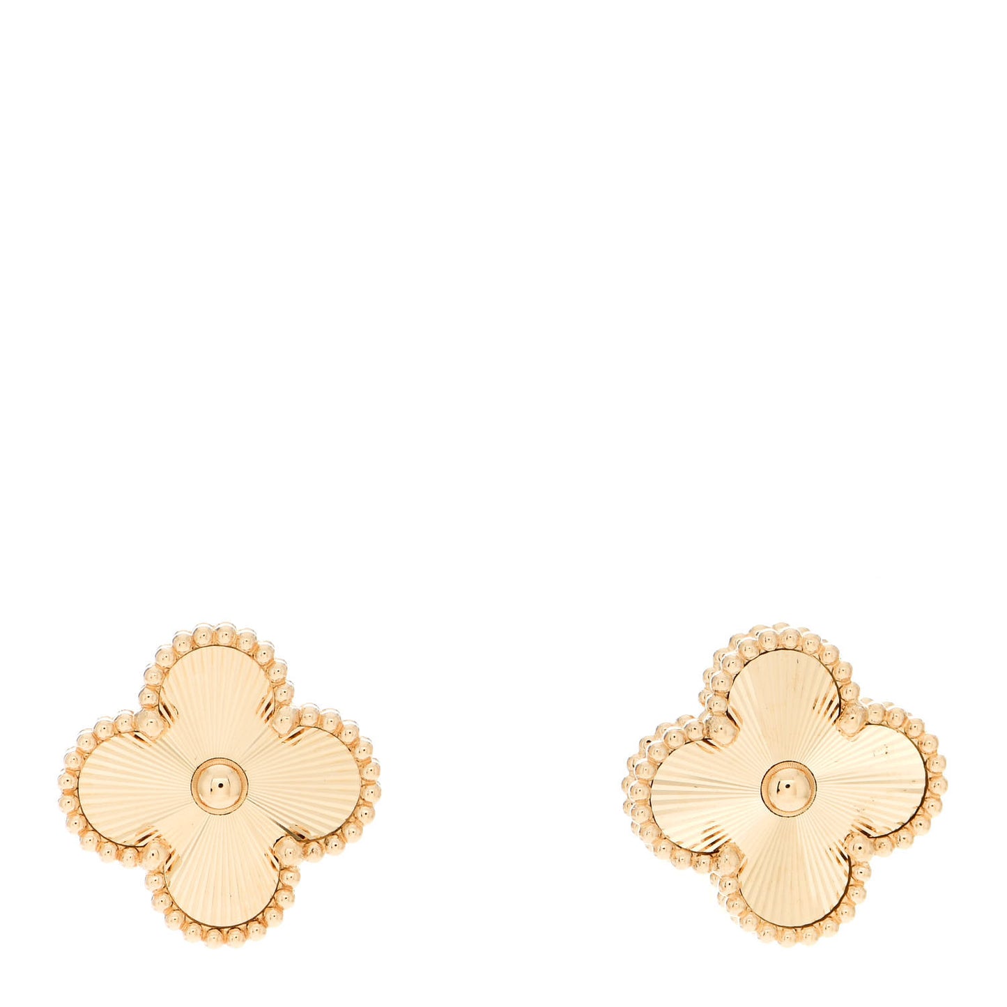 18K Yellow Gold Guilloche Vintage Alhambra Earrings
