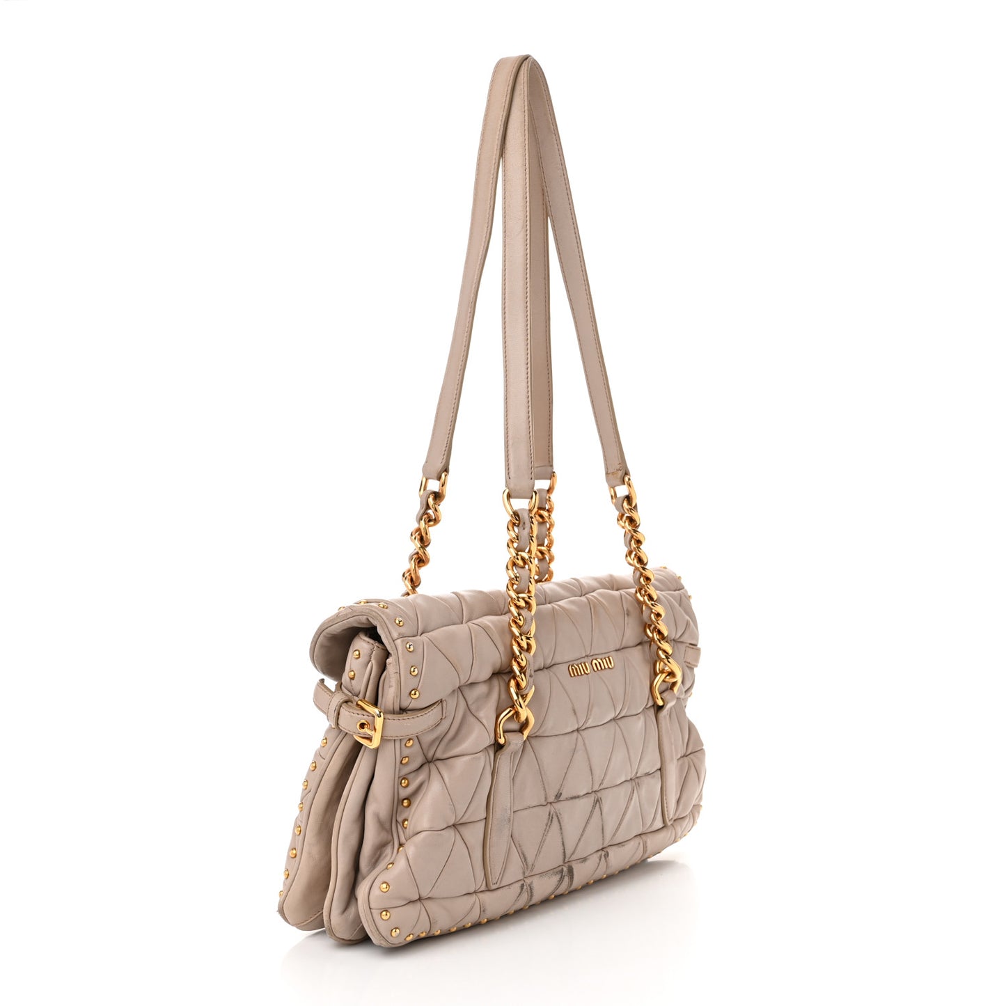 Nappa Quilted Studded Tote Cammeo
