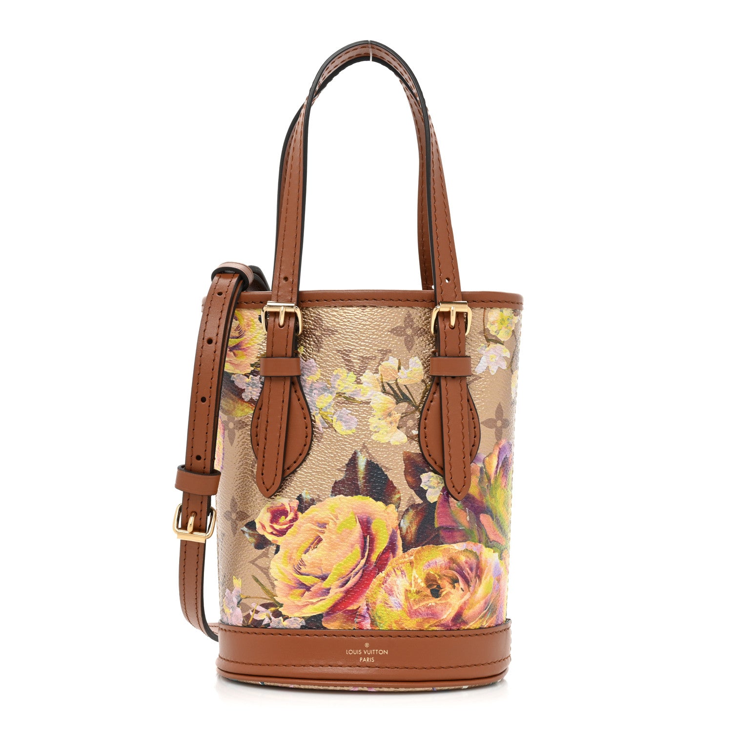 Louis Vuitton Metallic Monogram LV Garden Nano Bucket Bag Gold 1 of 9