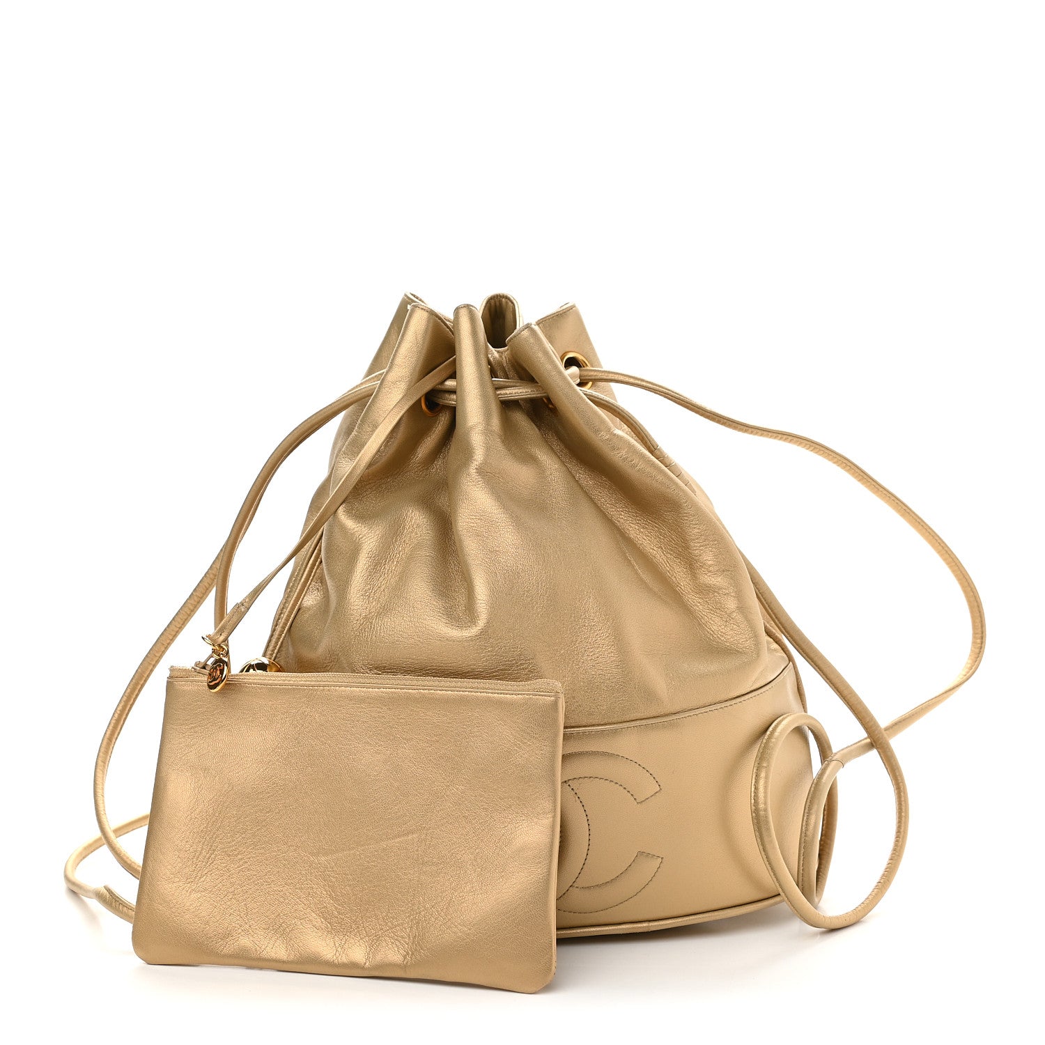 Chanel Metallic Lambskin CC Drawstring Shoulder Bag Gold 1 of 11