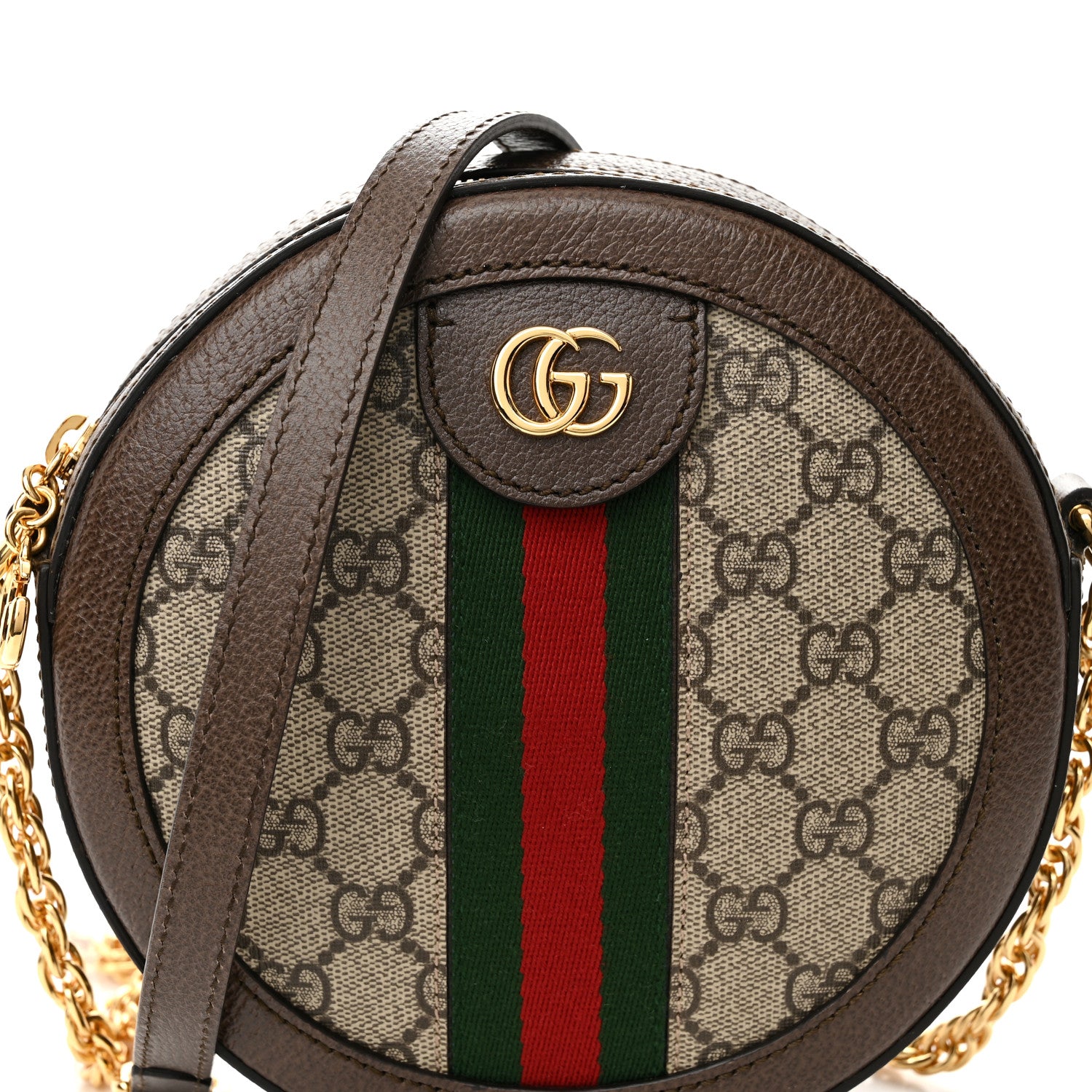 Gucci GG Supreme Monogram Web Mini Ophidia Round Shoulder Bag Brown 8 of 11