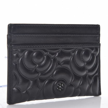 Chanel Lambskin Camellia Embossed Card Holder So Black 3 of 10