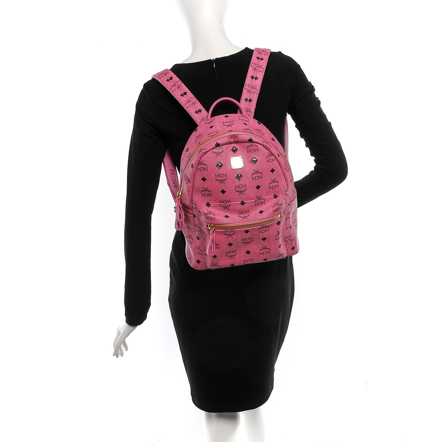 MCM Visetos Small Sprinkle Stud Stark Backpack Pink 2 of 9