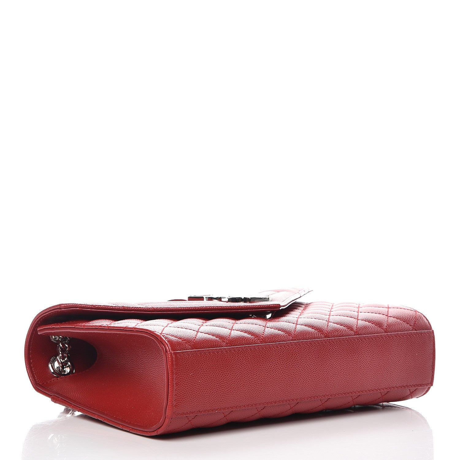 Saint Laurent Grain De Poudre Textured Mixed Matelasse Triquilt Medium Monogram Satchel New Red 4 of 9