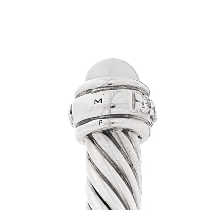 David Yurman Sterling Silver Cultured Pearl Diamond 4mm Cable Classics Bracelet 4 of 4