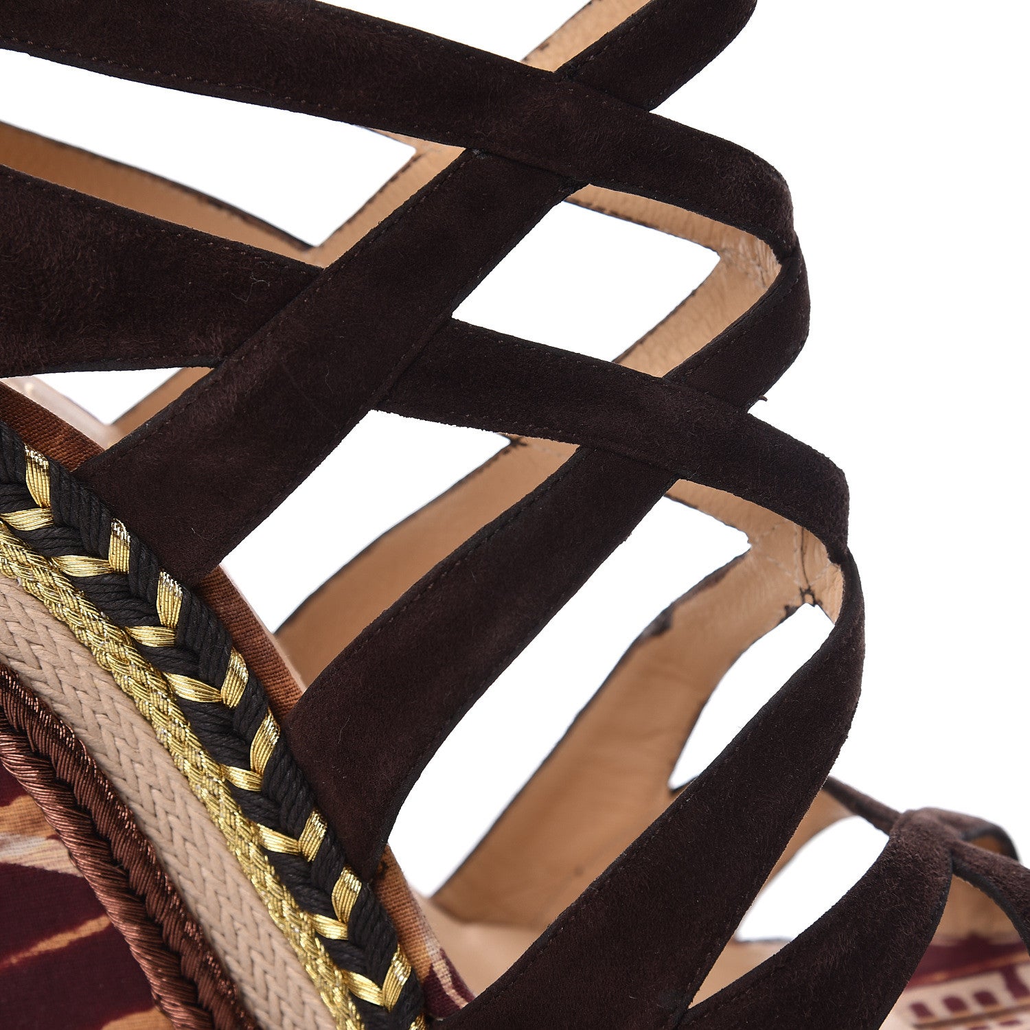 Christian Louboutin Suede Tosca 140 Platform Wedge Sandals 38 Chocolate 10 of 16