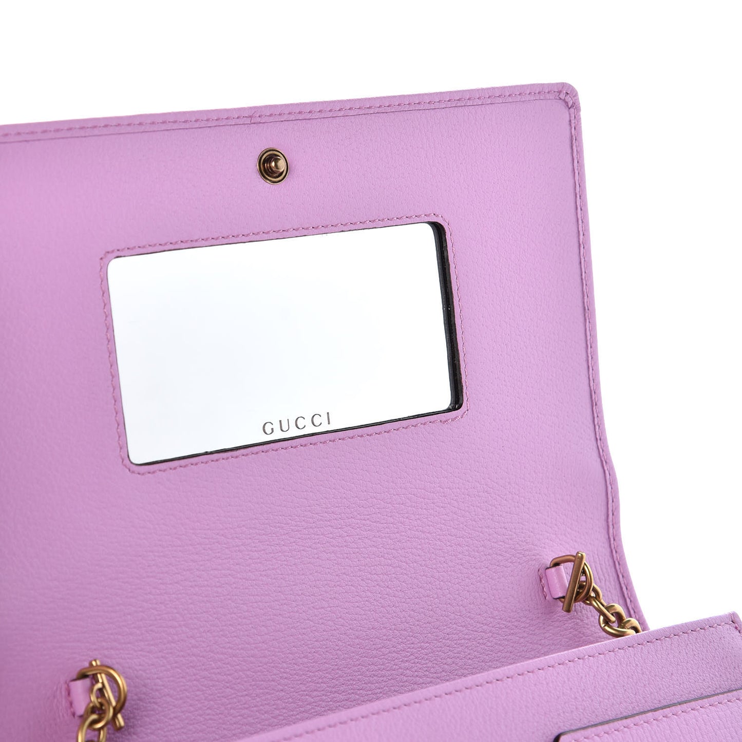 Calfskin Marquise Crystals Mini GG Chain Wallet Malva