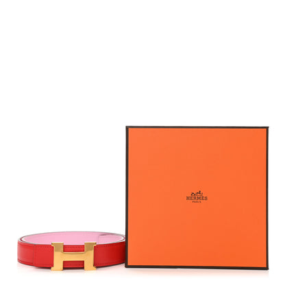 Hermes Swift Epsom 24mm Mini Constance H Belt 80 Rouge Tomate Rose Confetti 6 of 7