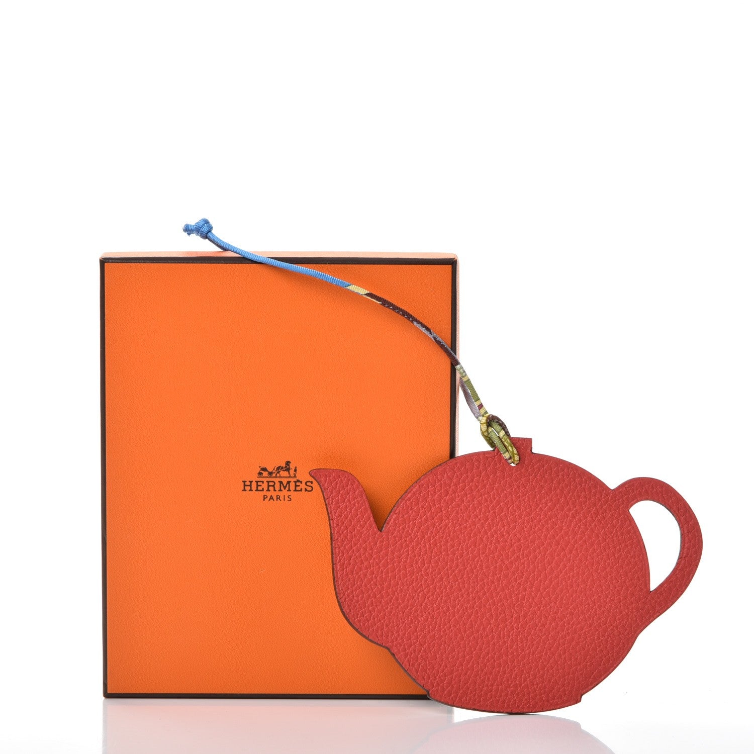 Hermes Togo Epsom Petit H Teapot Bag Charm GM Bougainvillea Bleu Atoll 4 of 4