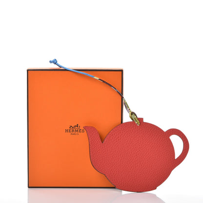 Hermes Togo Epsom Petit H Teapot Bag Charm GM Bougainvillea Bleu Atoll 4 of 4