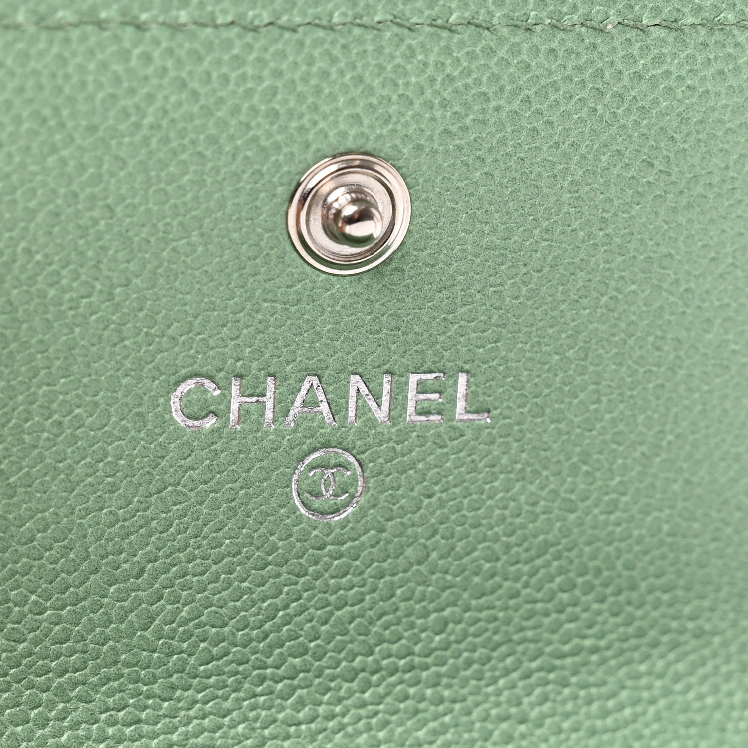 Chanel Caviar Quilted Boy Flap Card Holder Light Green 7 of 9