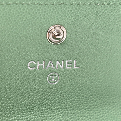 Chanel Caviar Quilted Boy Flap Card Holder Light Green 7 of 9