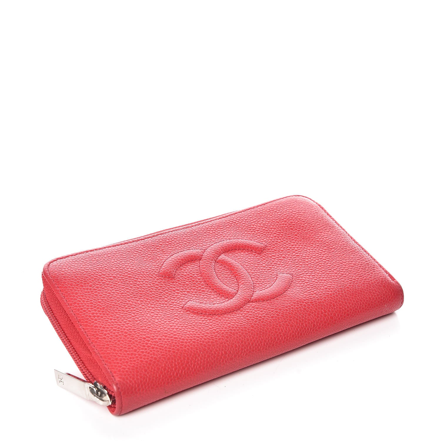 Chanel Caviar Large Timeless CC Gusset Zip Around Wallet Light Red 4 of 12