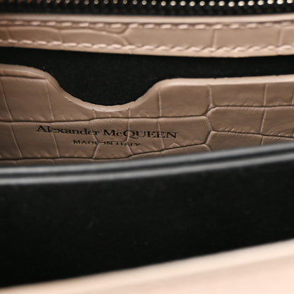 Alexander McQueen Shiny Crocodile Embossed Jeweled Satchel Sand 6 of 10