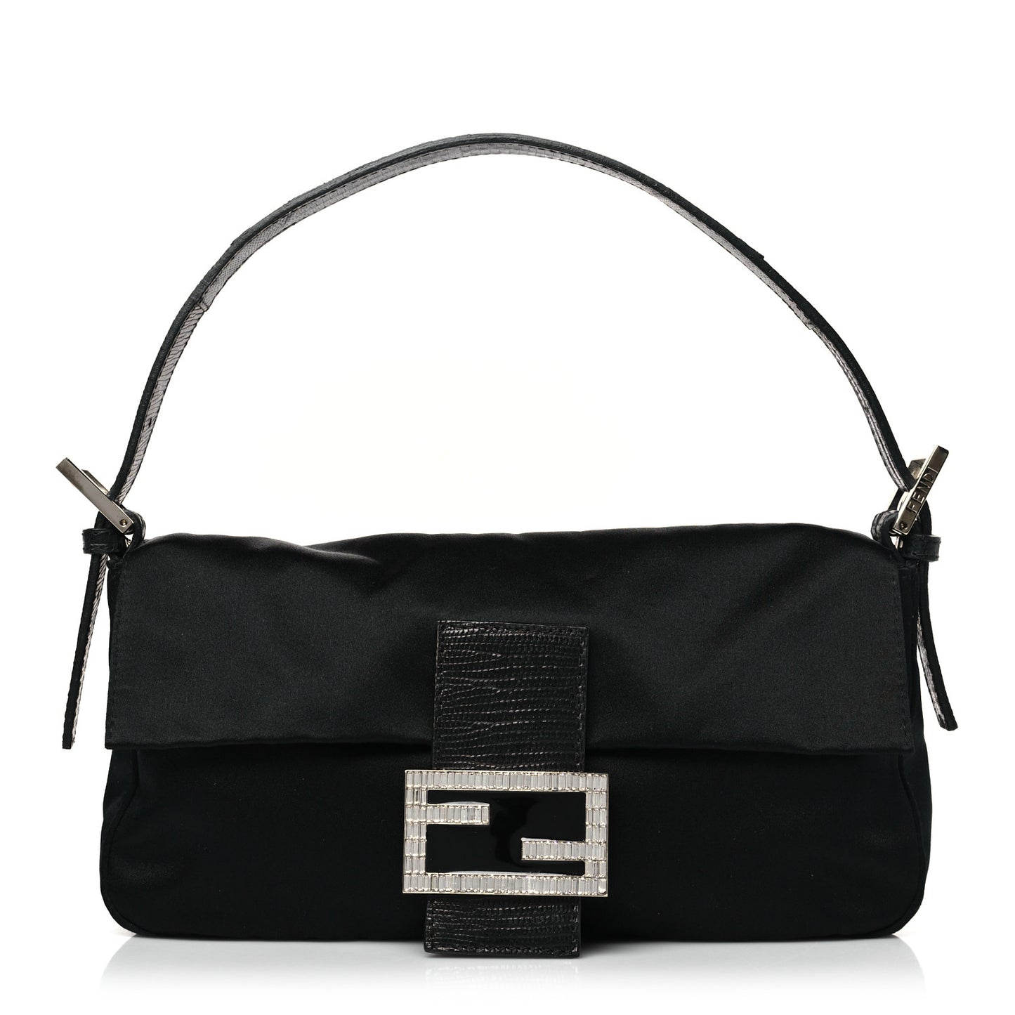 Satin Lizard Crystal Baguette Black