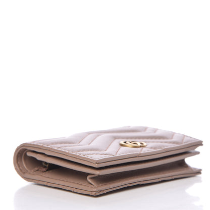 Gucci Calfskin Matelasse GG Marmont Card Case Wallet Porcelain Rose 4 of 7