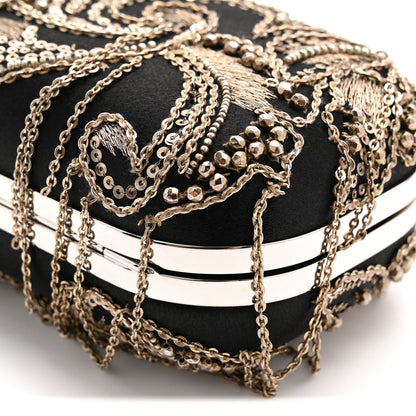 Alexander McQueen Silk Chain Skull Knuckle Box Clutch Black 10 of 12