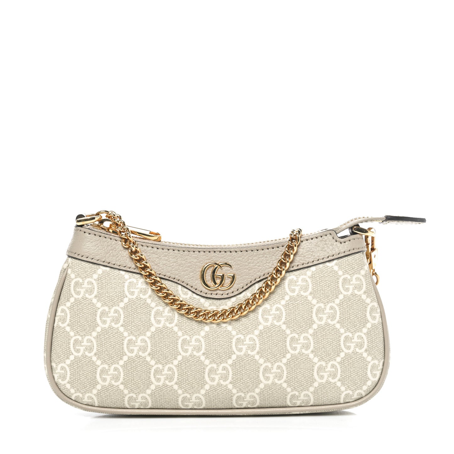 GG Supreme Monogram Textured Dollar Calfskin Web Mini Ophidia GG Handbag Beige Mystic White Oatmeal