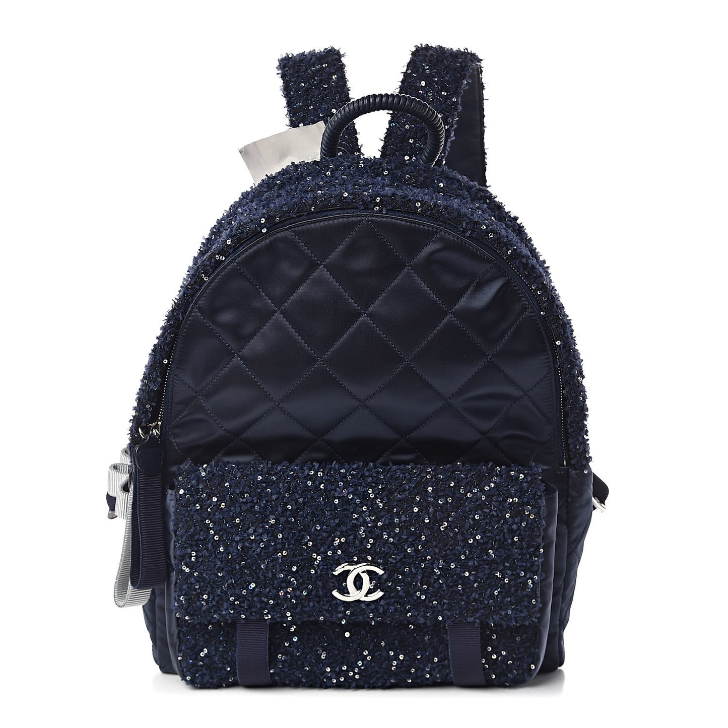 Tweed Nylon Quilted Astronaut Essentials Backpack Navy
