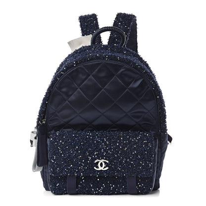 Chanel Tweed Nylon Quilted Astronaut Essentials Backpack Navy 1 of 10